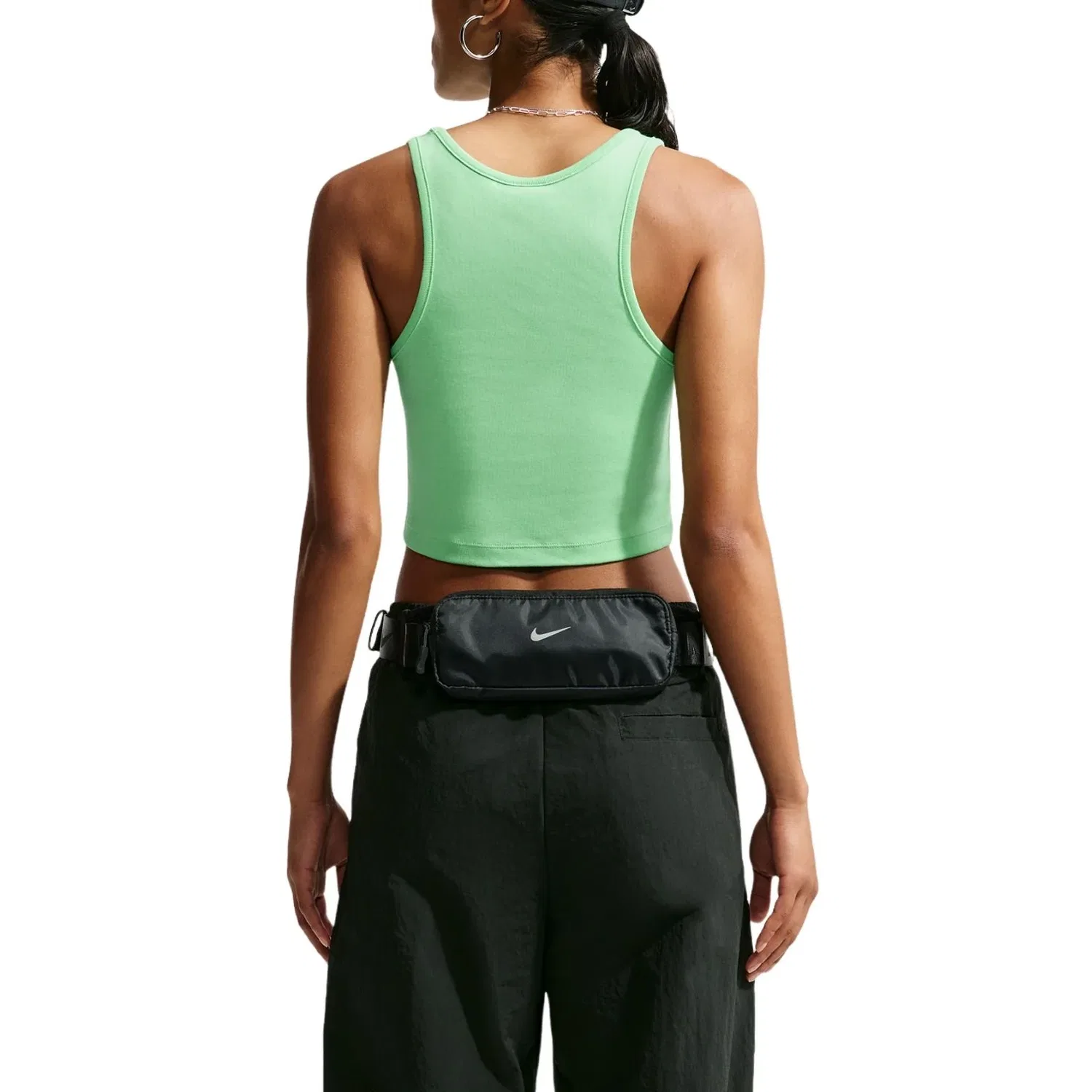 Женская футболка Sportswear Tight Cropped Tank Top 'Illusion Green Black Metallic Silver' Nike, Illusion Green/Black/Metallic Silver — фото 3