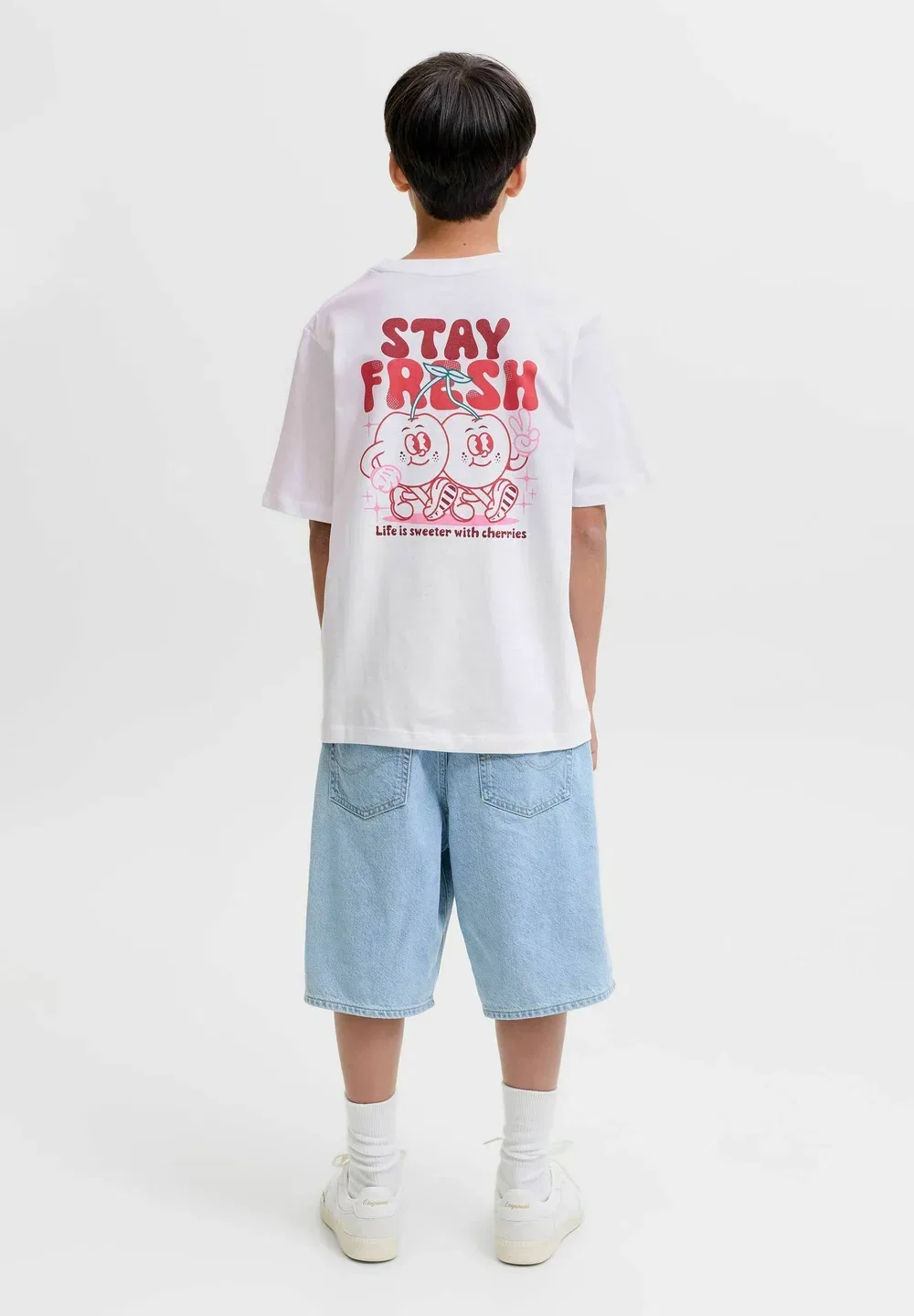 Футболка с принтом на спине, футболка для мальчиков - футболка с принтом Jack & Jones Junior, Bright White — фото 2