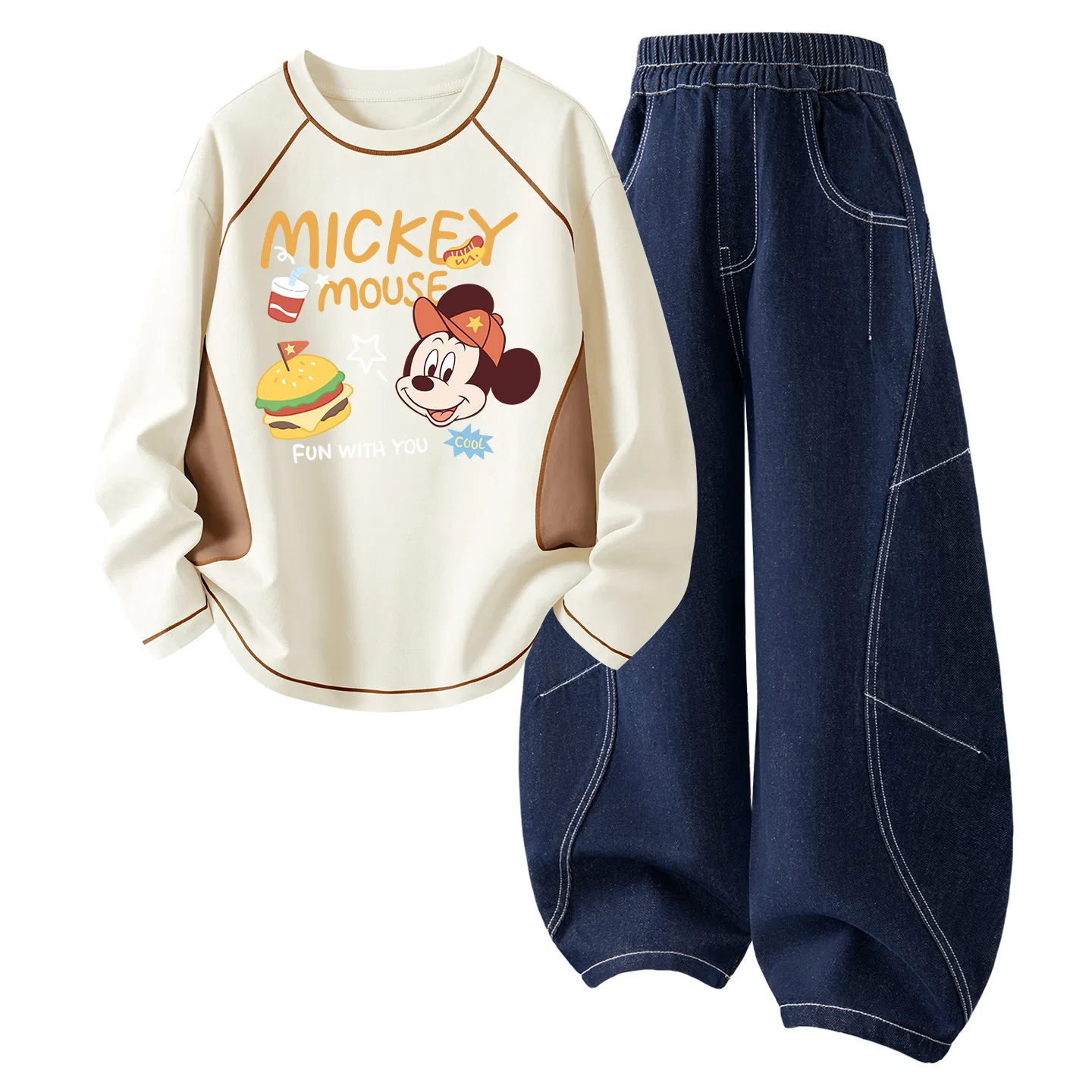 Детский спортивный костюм с принтом Di Happy K Navy Blue и джинсовыми брюками, Disney, Denim Dark Blue — фото 3