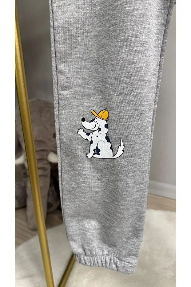 Детские спортивные штаны для девочек с принтом Children'S sweatpants with gray dog figure Onedeep, Gray — фото 3