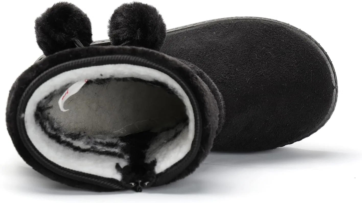 Детские зимние ботинки для девочек и мальчиков с мехом Yeeteepot, Black — фото 3