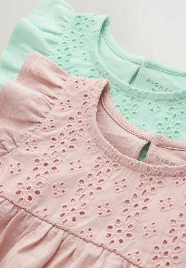 Комплект пижам короткий из 2 штук, хлопок, Regular fit - short pyjamas 2 pack, Next, Pink, Green, зеленый/розовый — фото 2