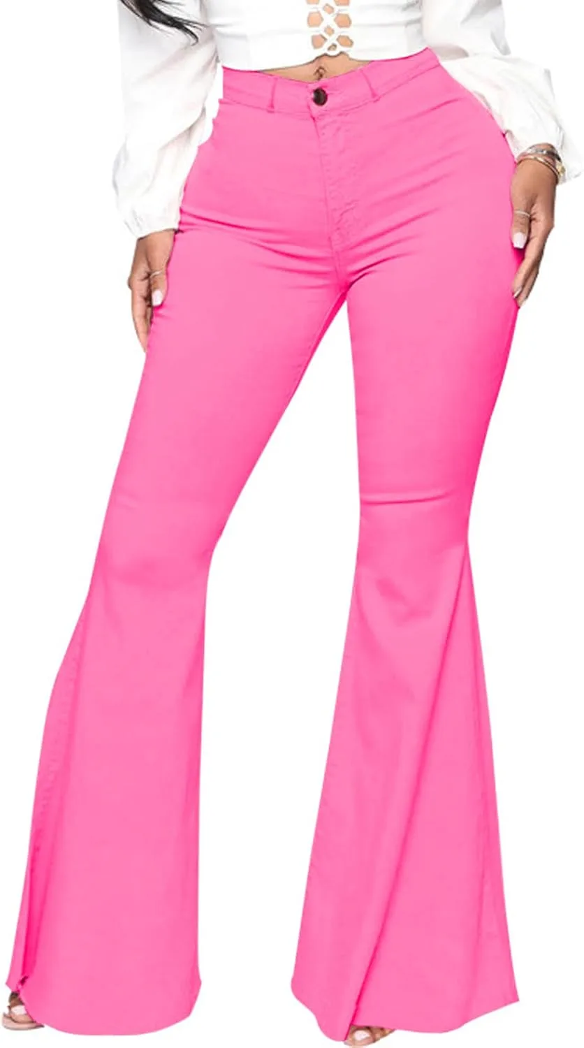 

Джинсы Bell Bottom для женщин скинни флэры эластичные высокая посадка винтаж 70-х PaladMom