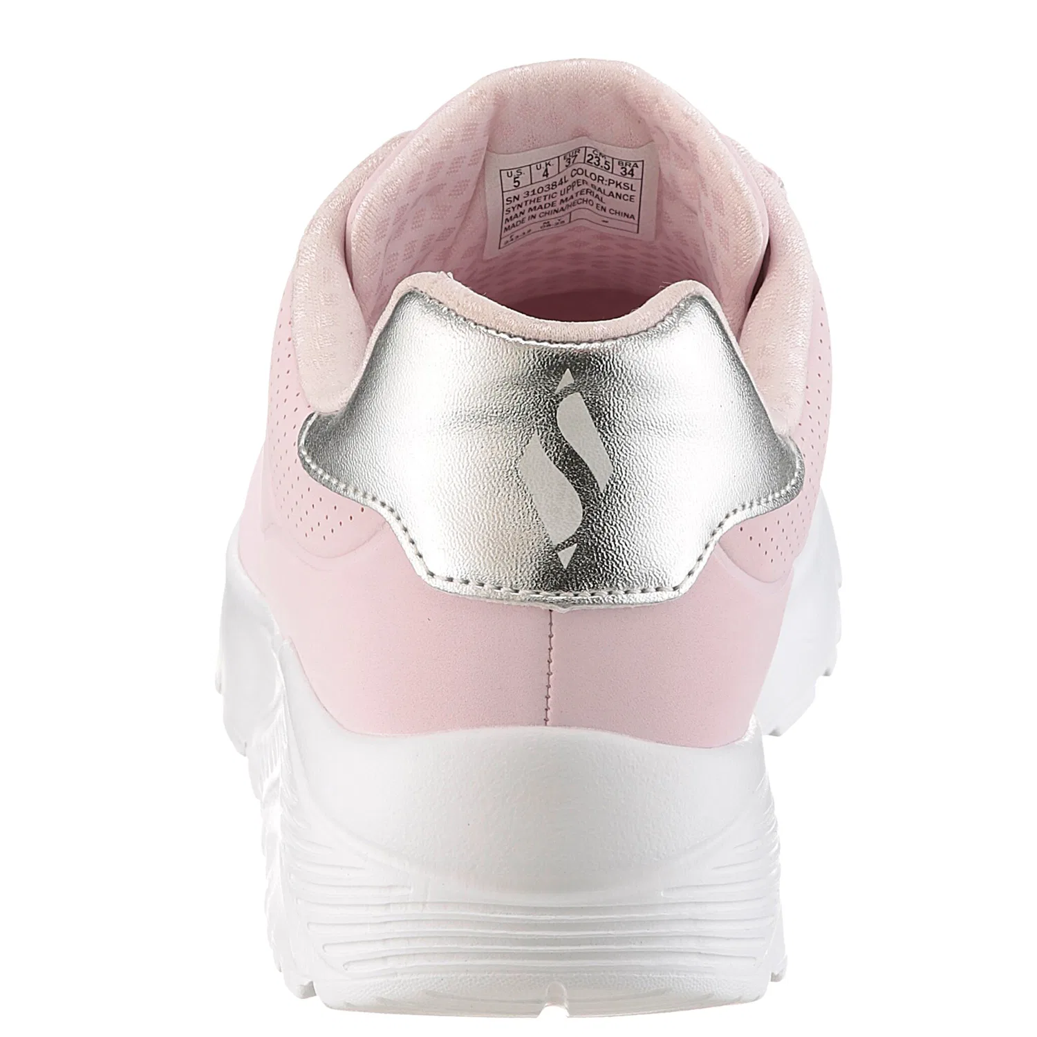 Детские текстильные кроссовки с платформой Skechers, Rosé Silver — фото 3