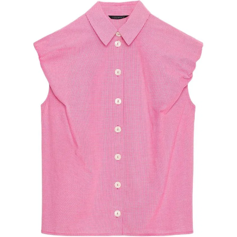 Женская рубашка с отложным воротником Pink/White ZARA