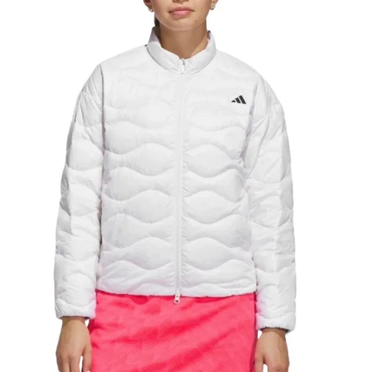 Женский пуховик белый прямой крой с воротником-стойкой Adidas, White