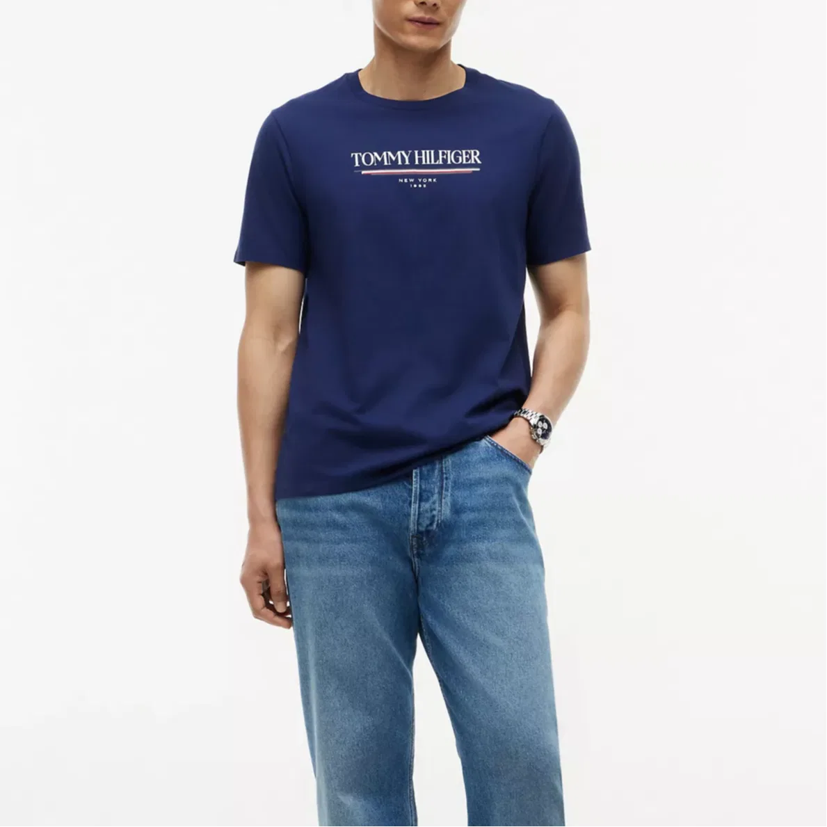 Мужская футболка с круглым вырезом Light Marine Blue Tommy Hilfiger — фото 3