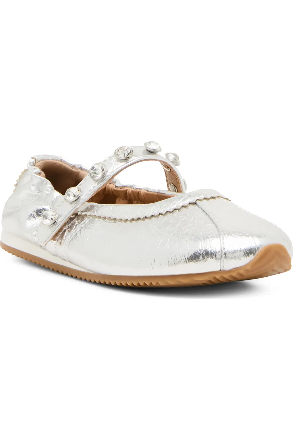 Детские балетки на плоской подошве с шипами JAnaya Steve Madden, Silver