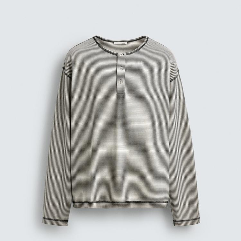 

Футболка Zara Striped Henley, синий/белый