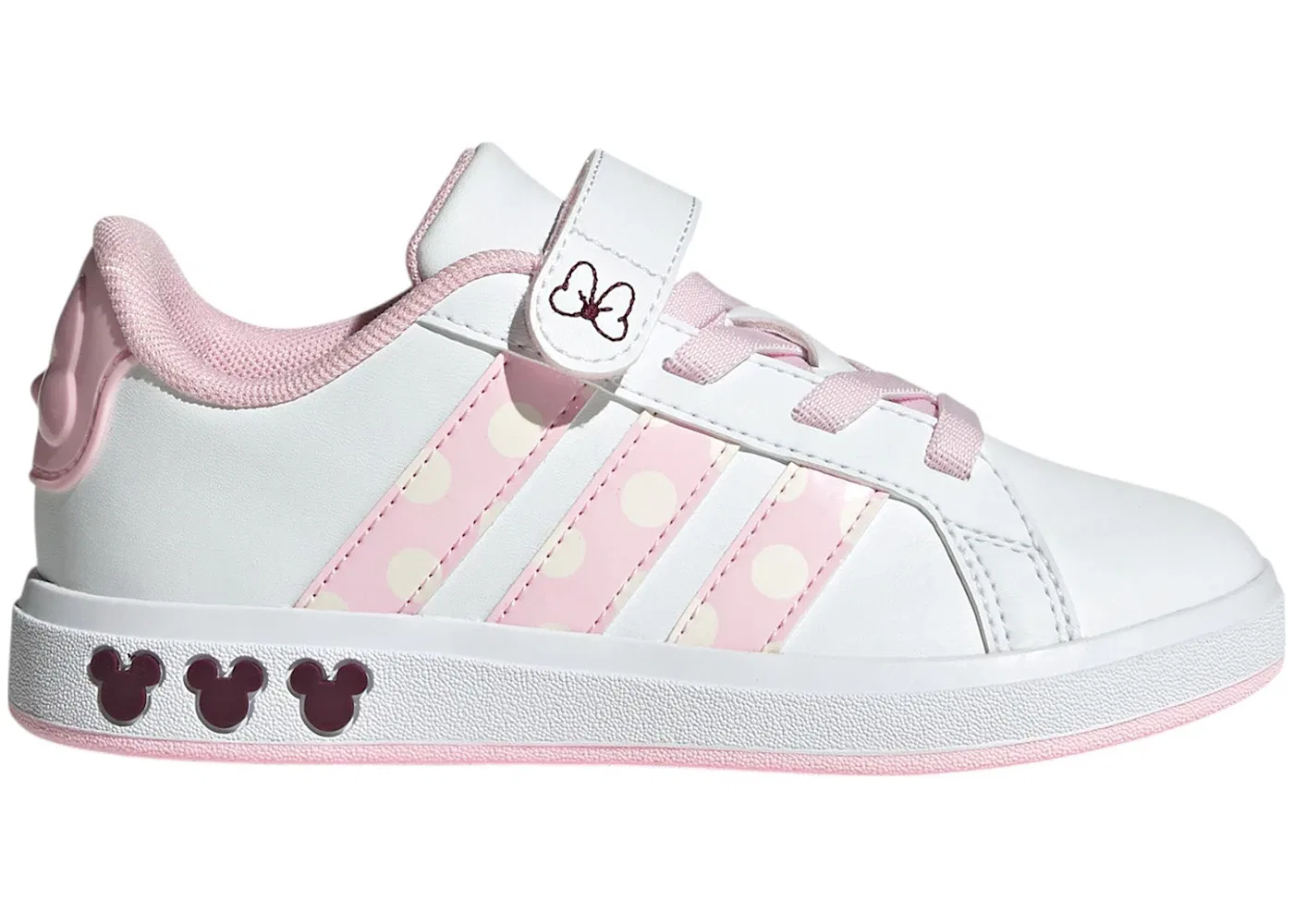 Детские кроссовки Lifestyle с принтом Minnie Mouse Adidas Grand Court, Cloud White Clear Pink Chalk White