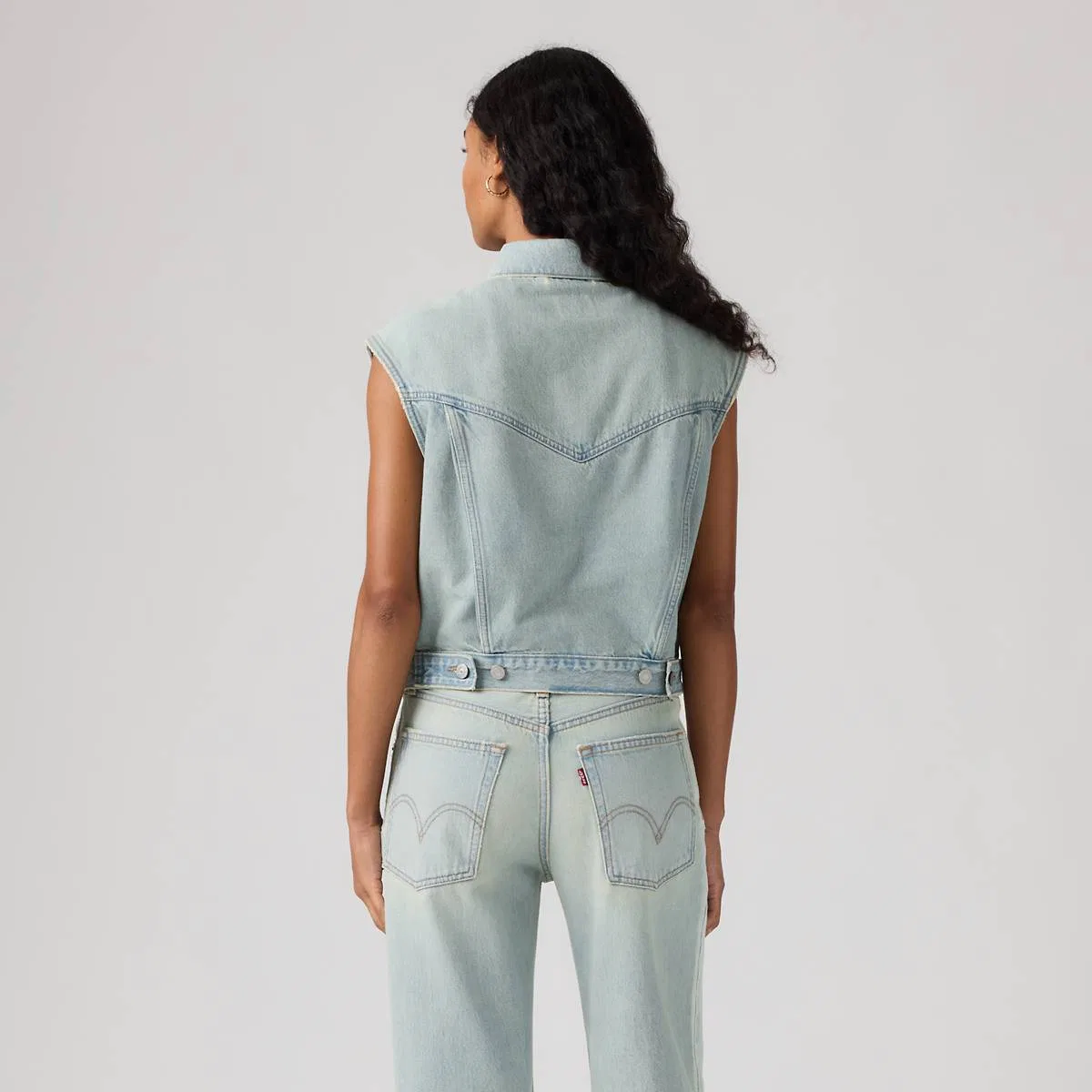 Укороченный жилет дальнобойщика 90-х Levi's, Que Pasa Trucker - Medium Wash — фото 4