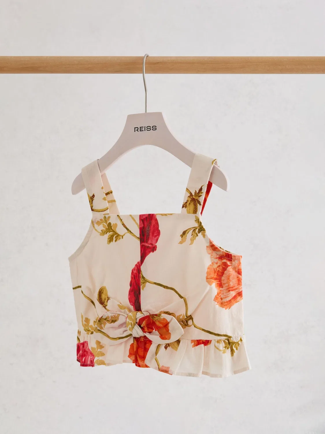 Топ Reiss Violeta, хлопок, белый с цветочным принтом