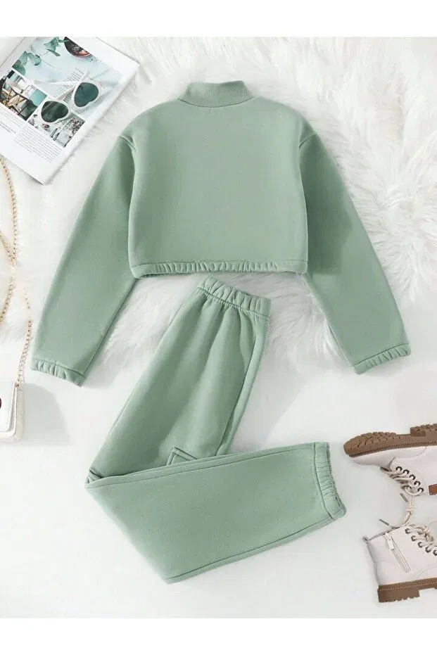 Детский спортивный комплект для девочек с принтом Oversize Sportswear Keywest, Green — фото 3