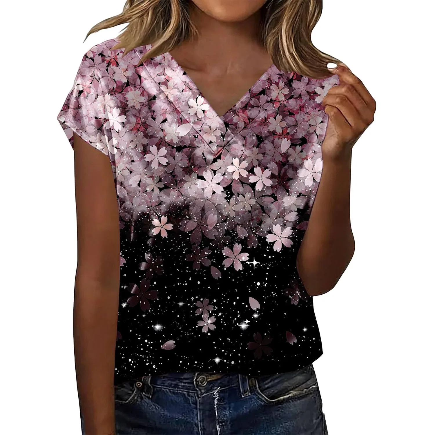 Женская блузка с коротким рукавом из шелкового сатина, Z32-pink Satin Blouses for Women