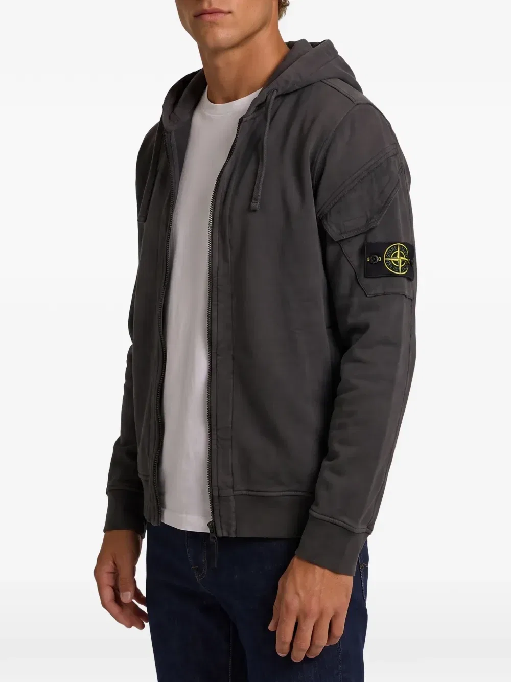 Толстовка из органического хлопка с начесом Stone Island, серый — фото 2