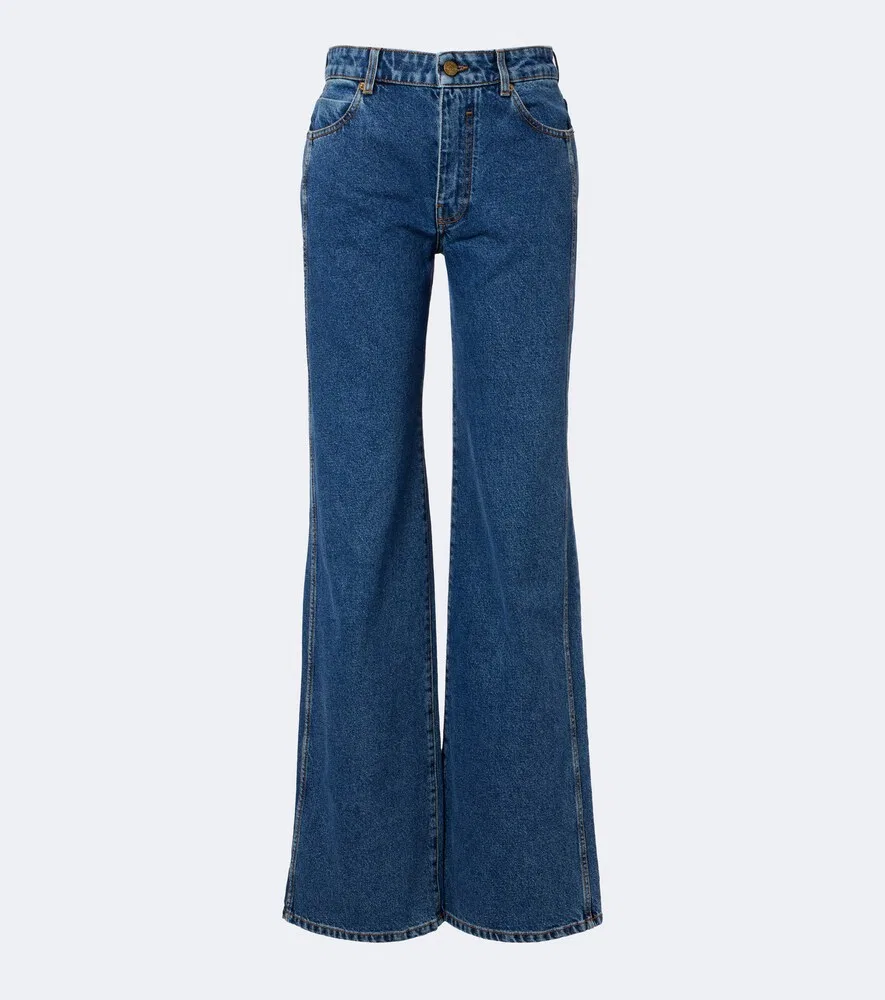 Джинсы с широкими штанинами Balmain, синий