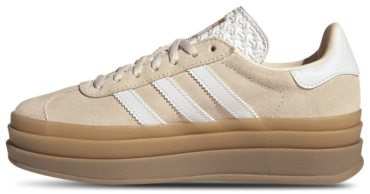 Кеды для девочек Gazelle Bold Adidas, цвет White/Wonder White/Gold Metallic — фото 2