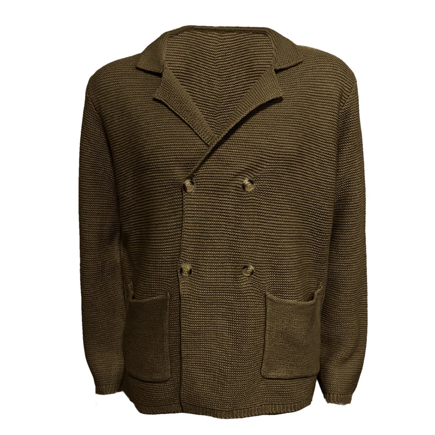 Мужское кардиган-жакет с двубортным лацканом, модель Motorcycle Offer, Brown — фото 3