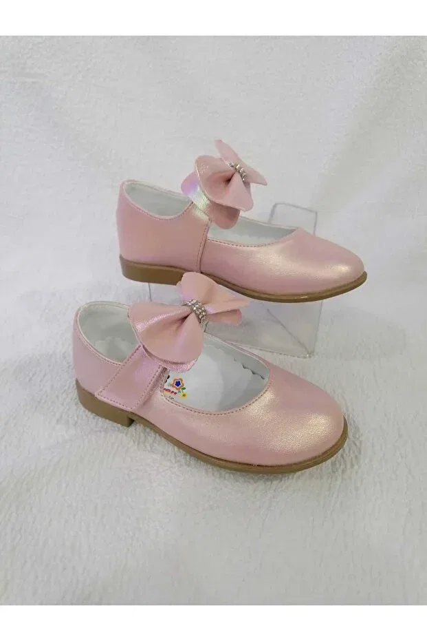 Детские балетки для девочек с бантом Özgür Kids, Pink Powder — фото 2