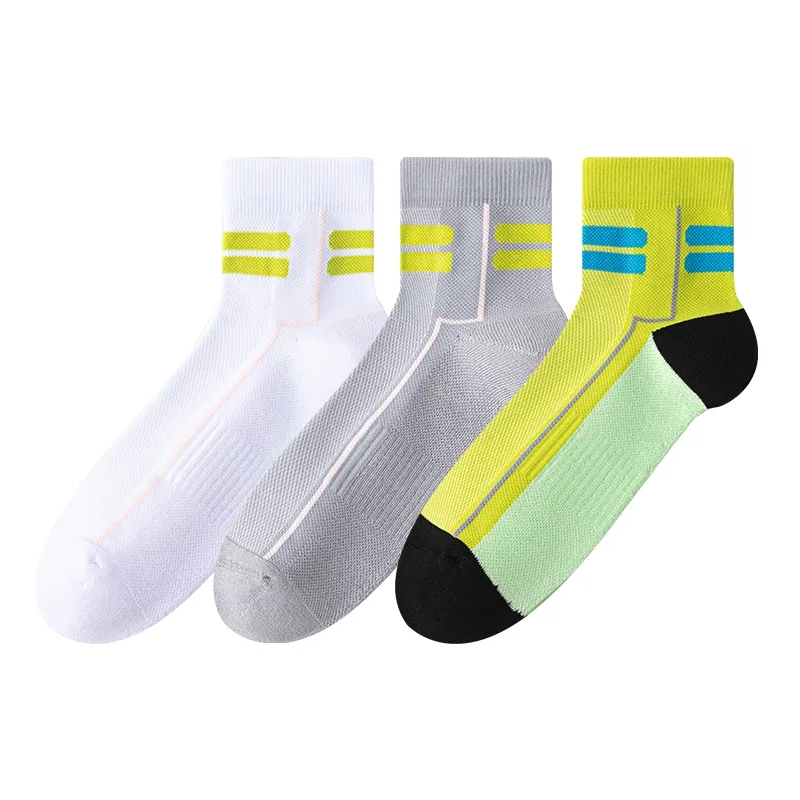 Детские носки для баскетбола, 3 пары, 3 пары White+Light Pink Gray+Neon Green, MIIOW