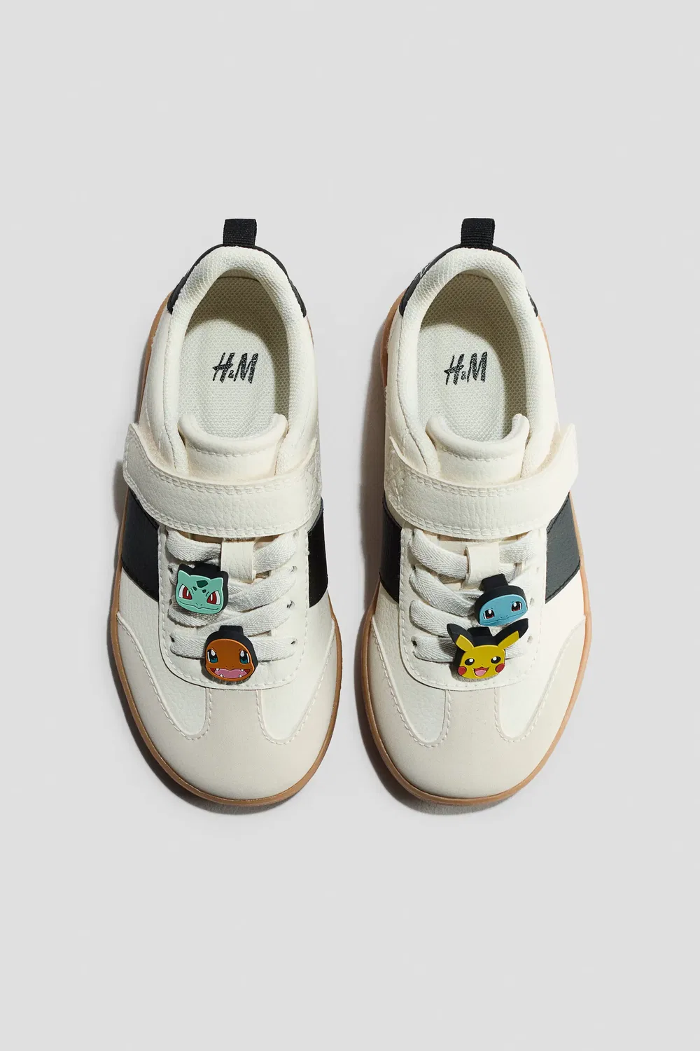 Детские кроссовки на липучке Appliquéd H&M, Cream/Pokémon — фото 2