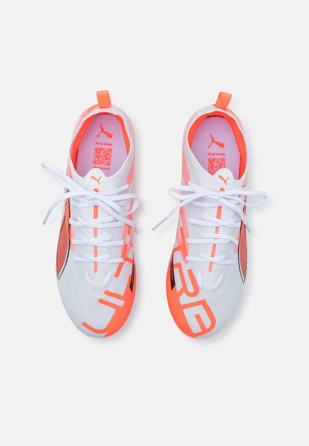 Футбольные бутсы Ultra 5 pro fg/ag jr унисекс для твердого грунта Puma, White/Black/Glowing Red — фото 4