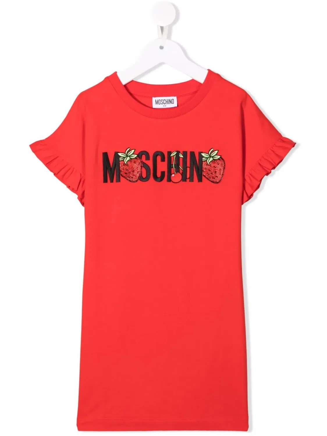 Платье-футболка с клубничным логотипом Moschino, красный