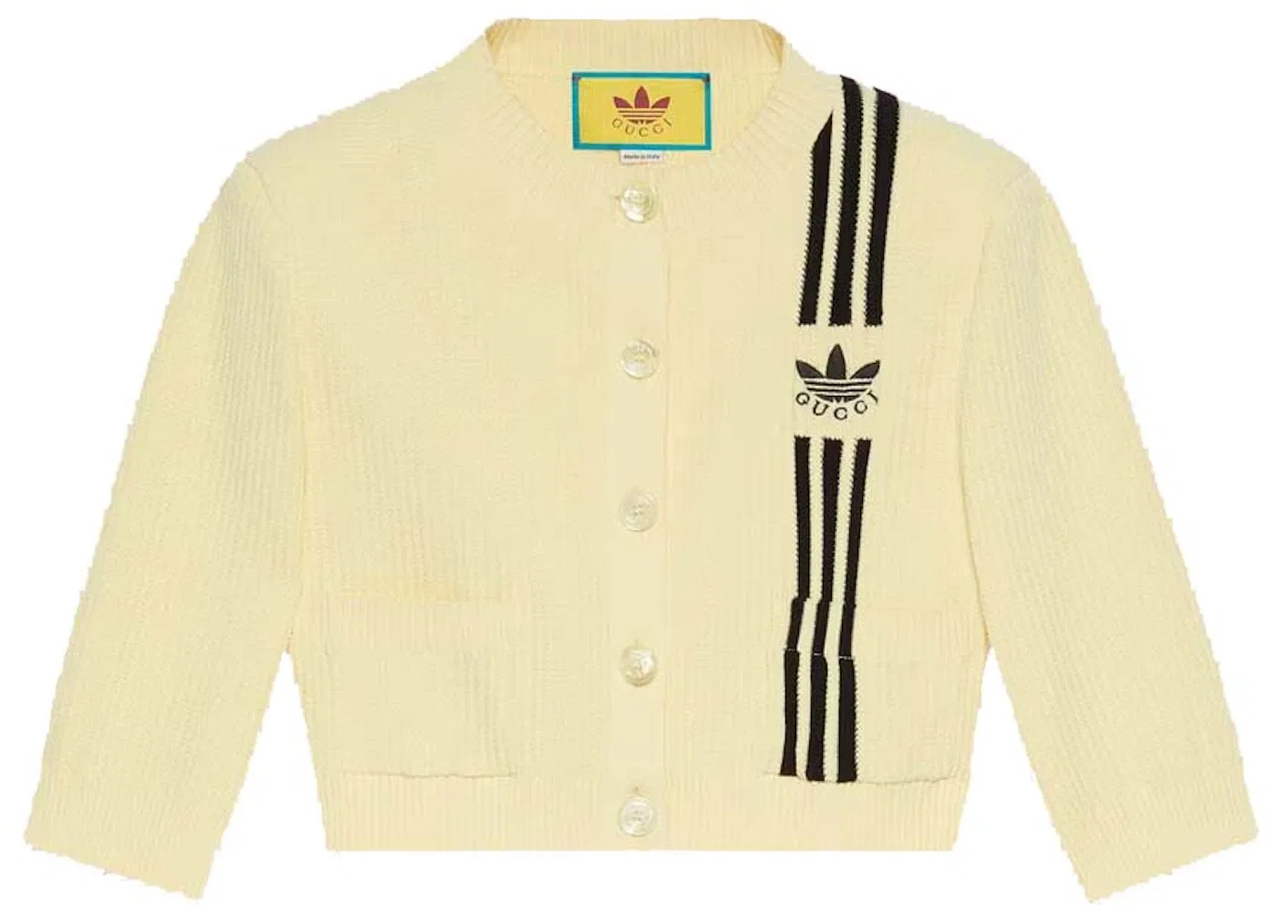 Женский укороченный кардиган с принтом Gucci x Adidas Cardigan Gucci, Yellow