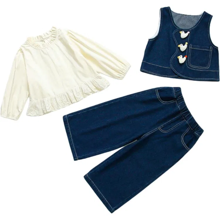 Детский комплект спортивной одежды из денима Little Duck Three-Piece Set Denim Lanza, Little Duck Three-Piece Set Denim