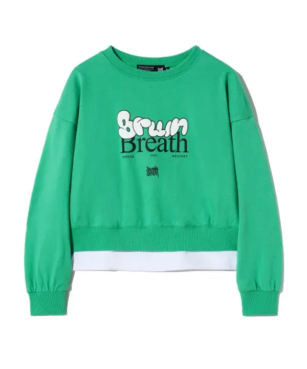 Свитшот с вырезом Kids Breath Crop Crewneck, Brownbreath Kids, зеленый — фото 2