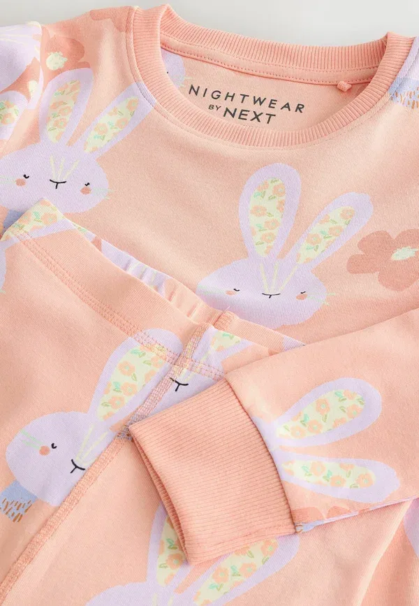 Пижама хлопковая Regular fit Easter Bunny Snuggle Pyjamas Set Next, Coral Pink Bunny, розовый — фото 2