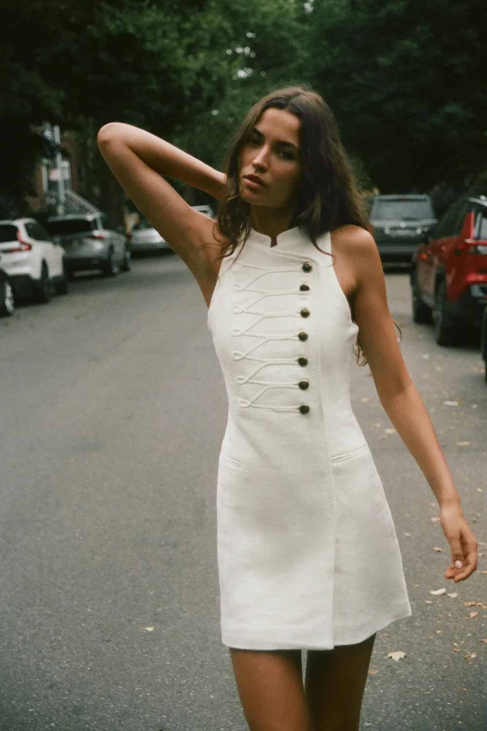 Мини-платье с застежкой в виде лягушки. ZARA, White — фото 2