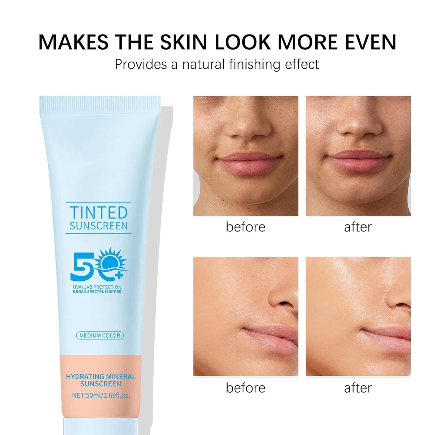 Тональный солнцезащитный крем SPF 50, RadiantRe, 50 мл, Medium — фото 4