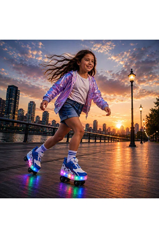 Детские кеды с принтом Unisex Fun led-soled roller skates Rocky, Red — фото 3