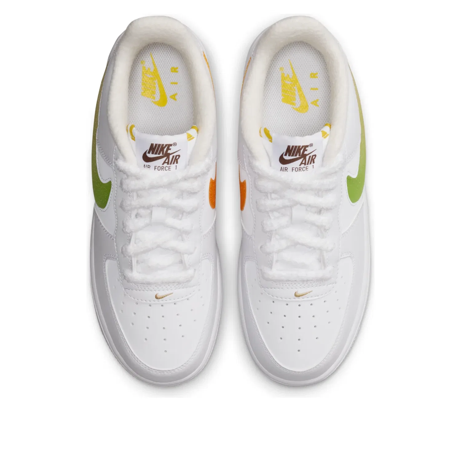 Детские кроссовки с кожаным верхом Air Force 1 'Green Orange' Nike, White/Green/Orane — фото 2