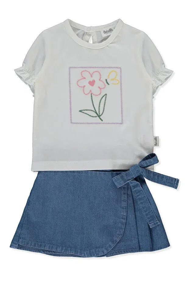 Детский комплект из футболки и юбки с длинным рукавом Tencel short skirt 2-piece set Bebetto, Blue