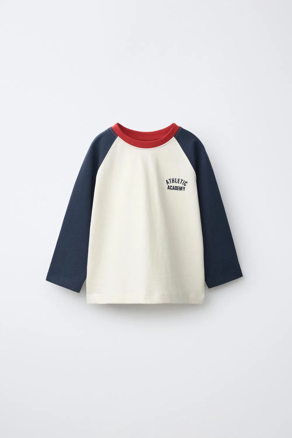 Футболка с рукавами реглан и вышитым текстом. ZARA, Navy blue
