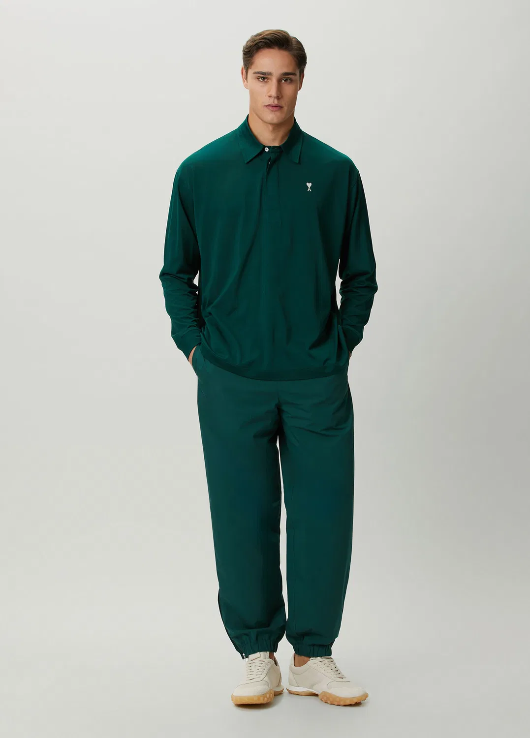 Футболка поло Oversized Ami Paris, зеленый