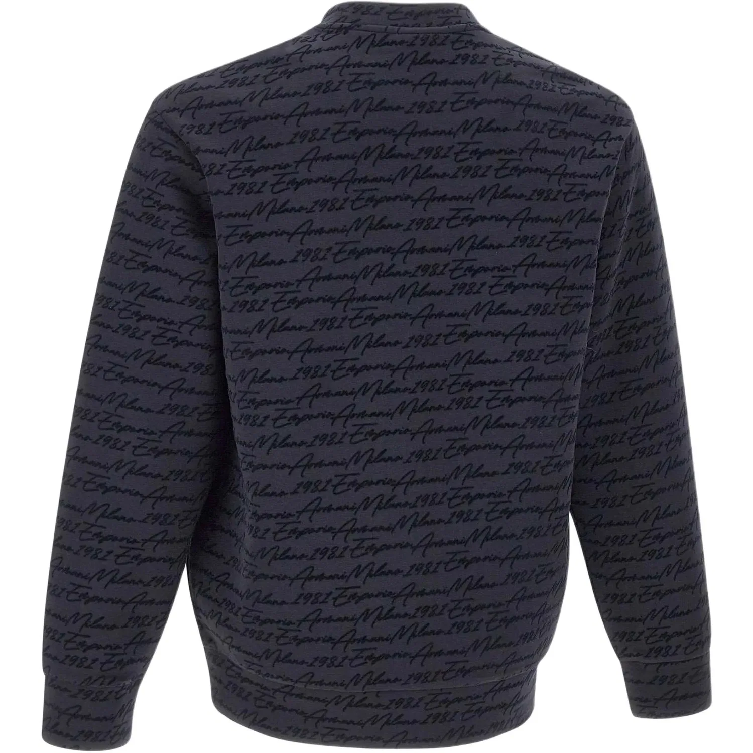 Мужской свитшот с принтом Emporio Armani All-Over Flocked Logo Jersey, Dark Blue — фото 4