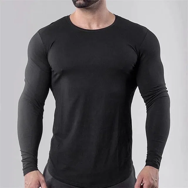 Мужская облегающая футболка для тренировок Long Sleeve, Black — фото 2