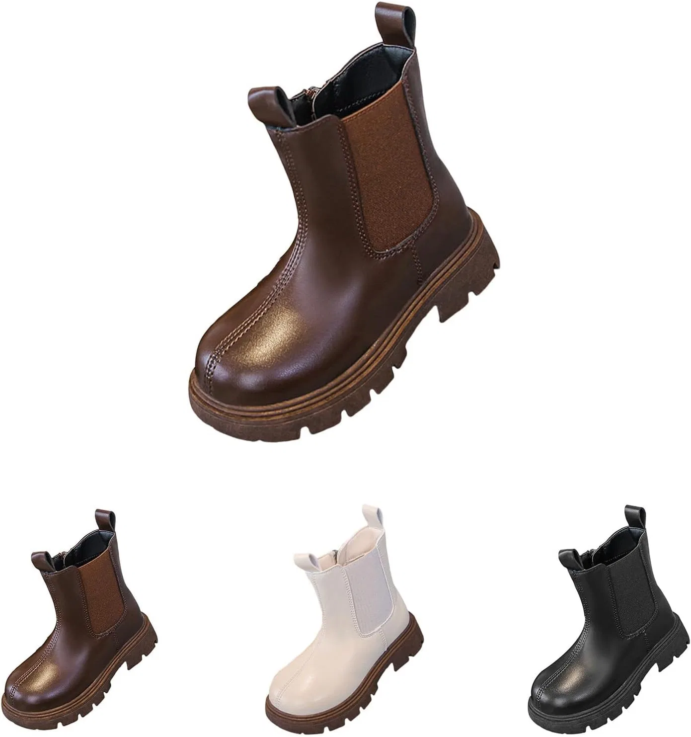 Детские ботинки для девочек с молнией сбоку, модель Combat Dress Boots, Brown