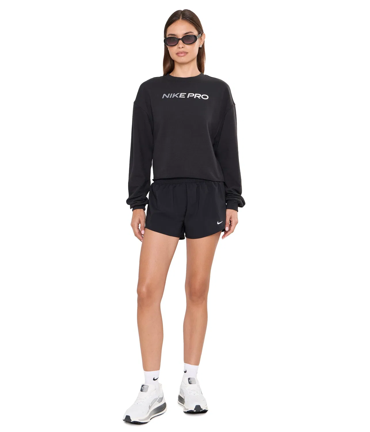 Спортивный топ Pro Dri-FIT Crew Fleece Training Top Gradient Nike, Black/White — фото 2