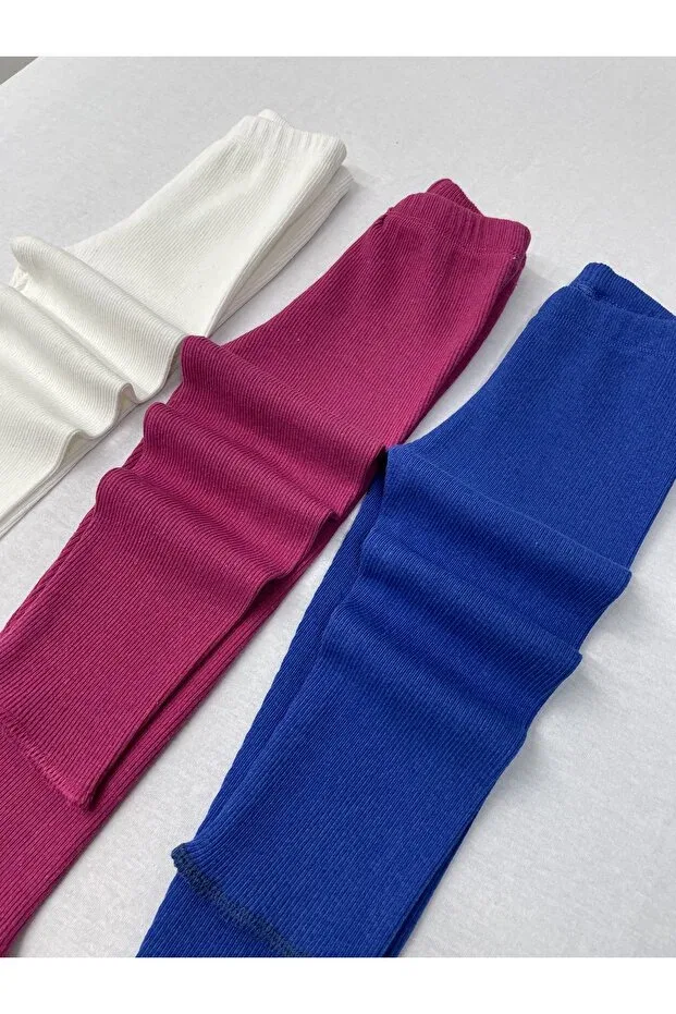 Детские леггинсы для девочек с принтом Sportswear Berat Moda, Ecru-Blue-Fuchsia