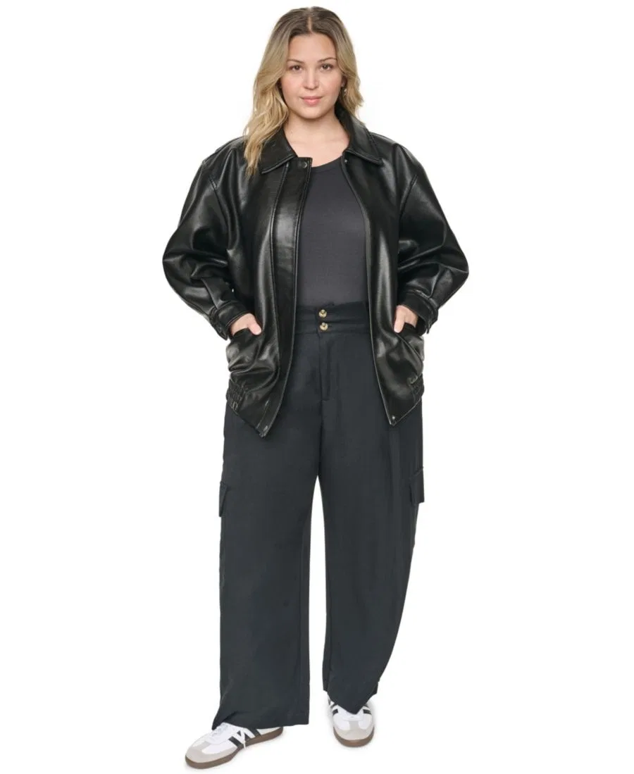 Куртка-бомбер с воротником-стойкой, из искусственной кожи, свободного кроя Levi's, Black — фото 2