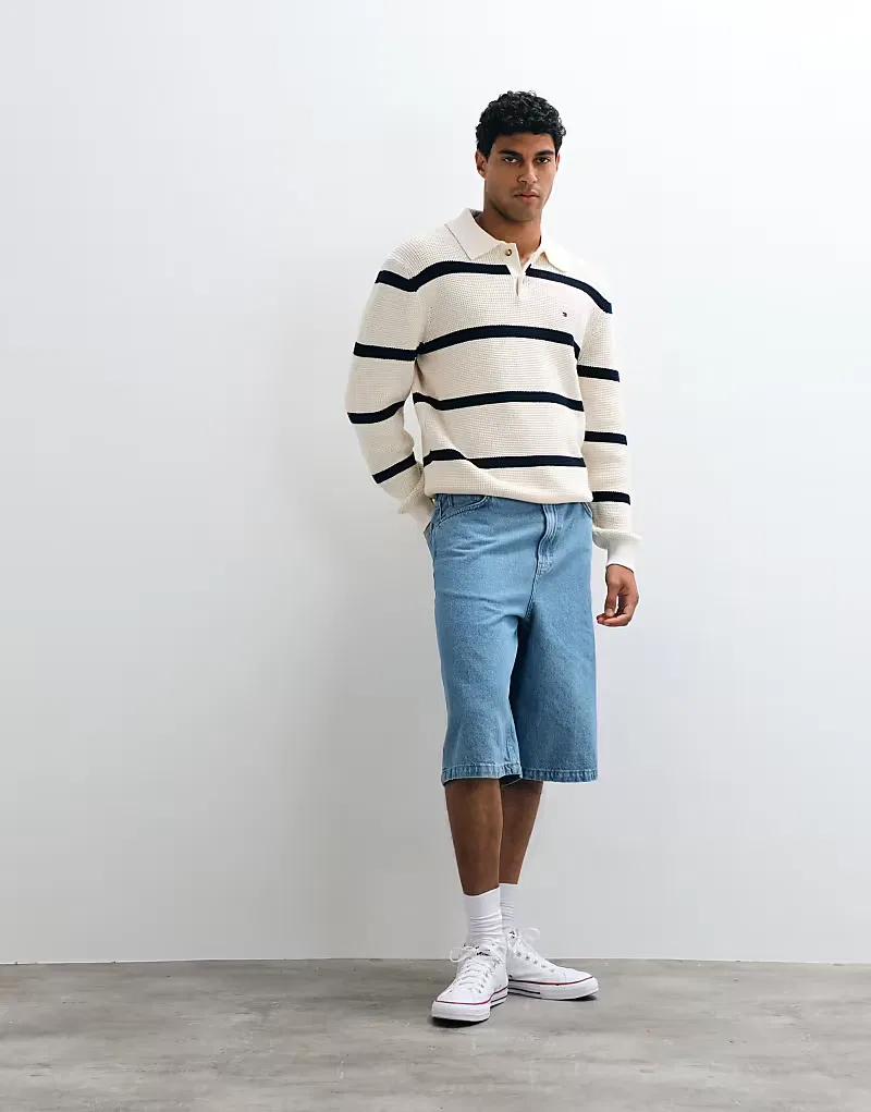 Регбийная рубашка Tommy Hilfiger вафельного кроя, кремовый