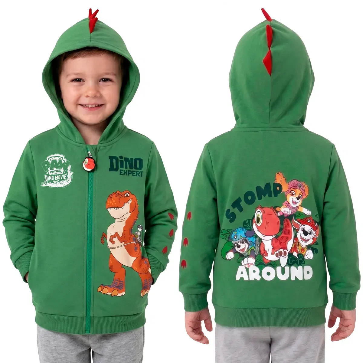 Детский худи с 3D-шипами Marshall and Rex Dinosaur Hoodie Paw Patrol, Green — фото 2