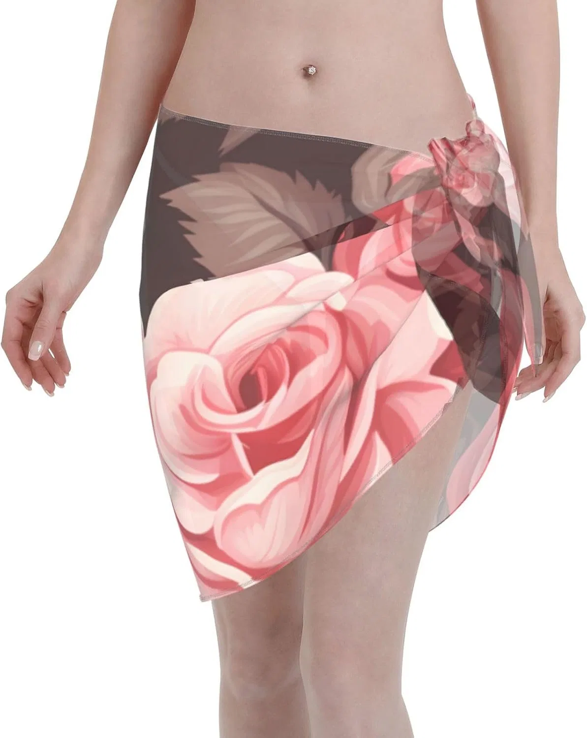 Женская пляжная накидка с цветочным принтом, Pink Red Roses Floral