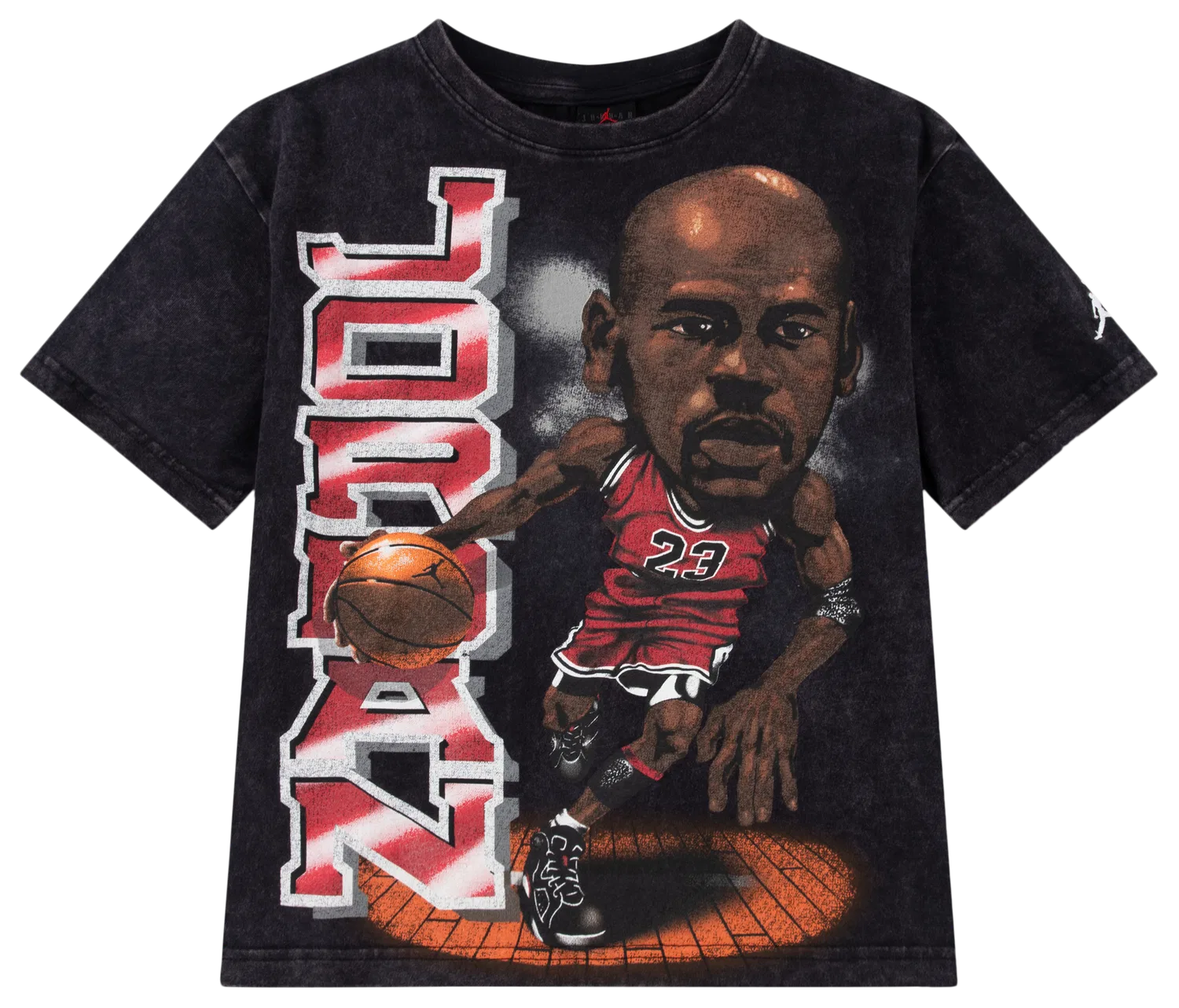 Детская футболка с принтом Big Head Jordan, Black/Red — фото 4