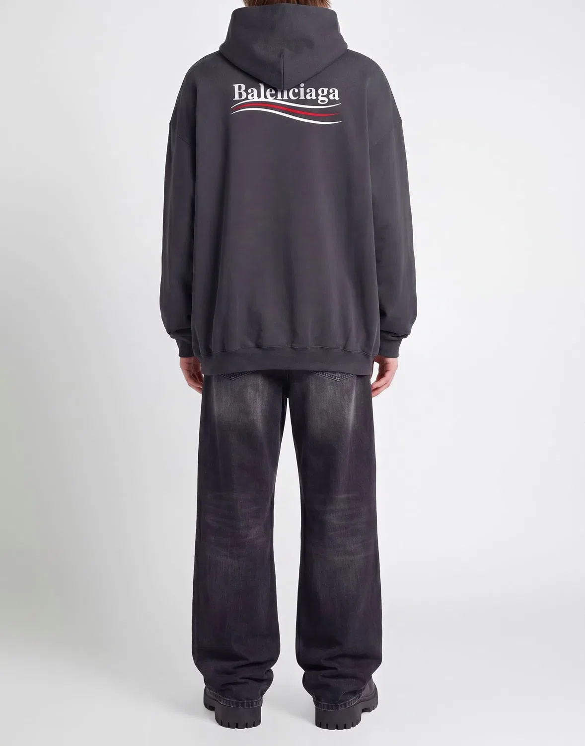 Мужской свитшот с капюшоном из футера Balenciaga, Lead — фото 3