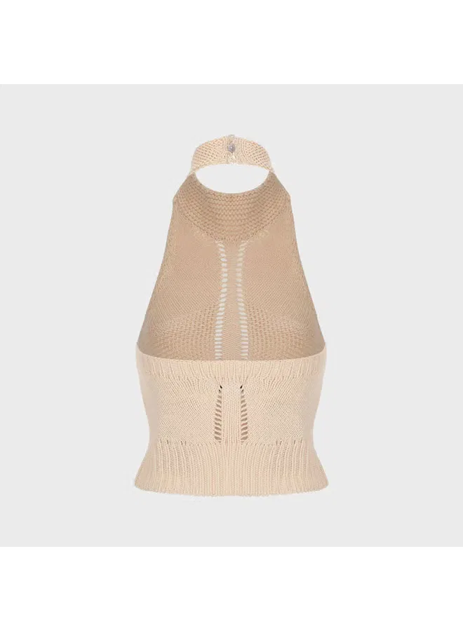 Топ без рукавов с открытой спиной Zara, теплый абрикосовый — фото 3